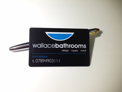 matt black plastic business card for bathroom installation company
