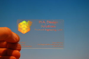 holographic printing on clear cards