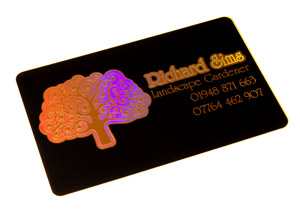 holographic printing on black plastic cards