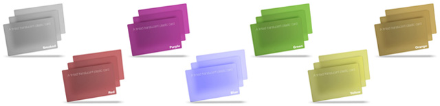 tinted translucent plastic cards