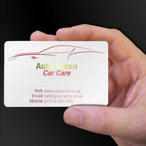 Auto Clean Car Care white plastic business cards