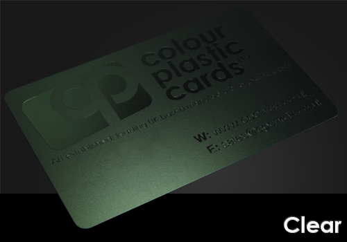 clear printed on a satin black plastic card