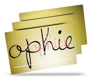 Sophie's florist metallic plastic business card
