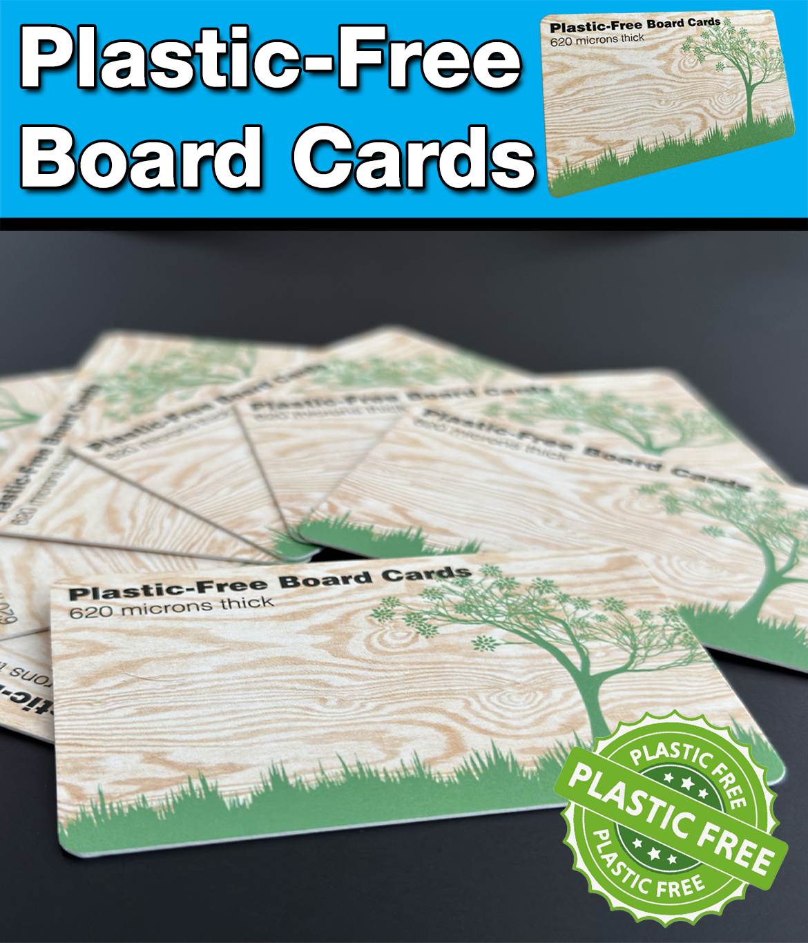 Plastic-Free Board Cards printed
