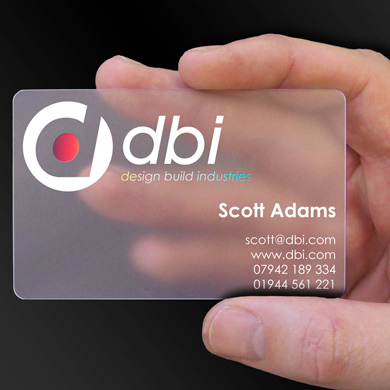 plastic card printing for Scott Adams, director of DBI from Northampton, is design of the week