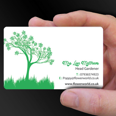 plastic card printing for Lisa Matthews, a gardener from Warwick, is design of the week