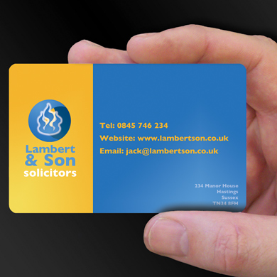 Plastic Cards for Lambert and Son Solicitors is design of the week