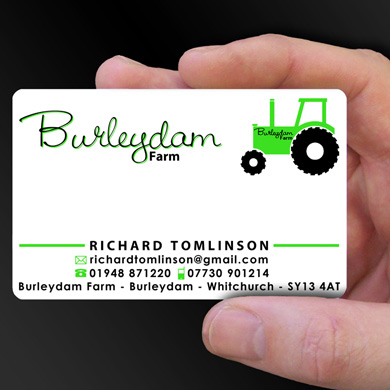 plastic card printing for Richard Tomlinson - a Farmer from Whitchurch, Shropshire is design of the week