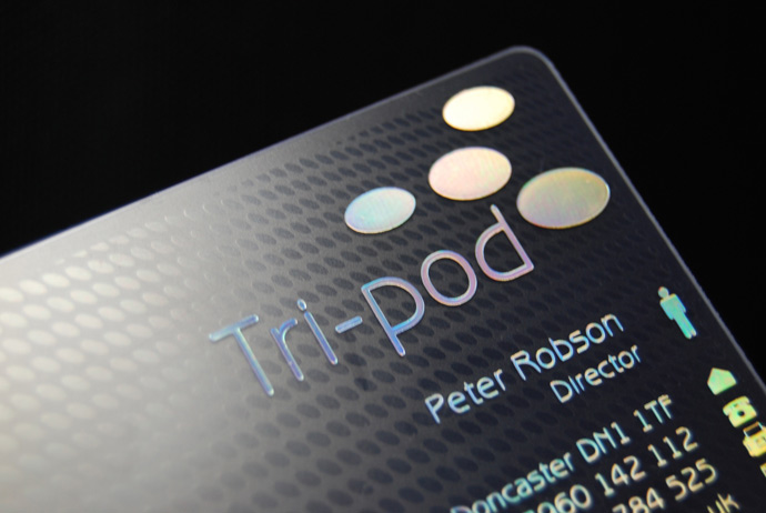 tripod design frosted clear plastic business card