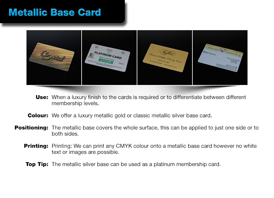 metallic base card