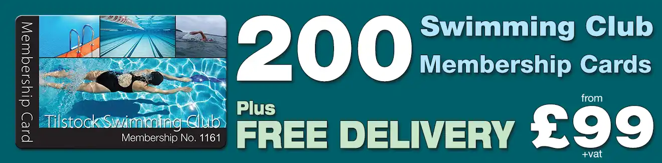 special offer on membership card printing for swimming clubs