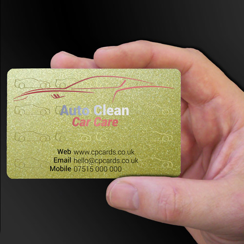 Auto Clean Car Care metallic plastic business cards
