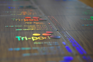 a translucent plastic business card hot foil stamped