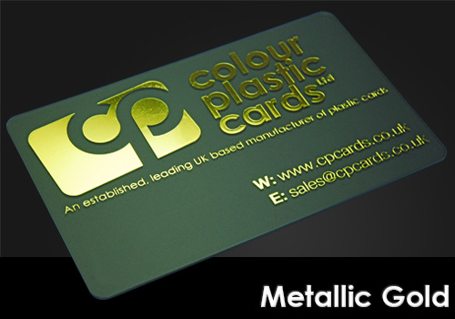 metallic gold printed on a frosted plastic card