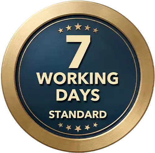 7 working days standard production time