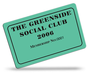 The Greenside Social Club membership card