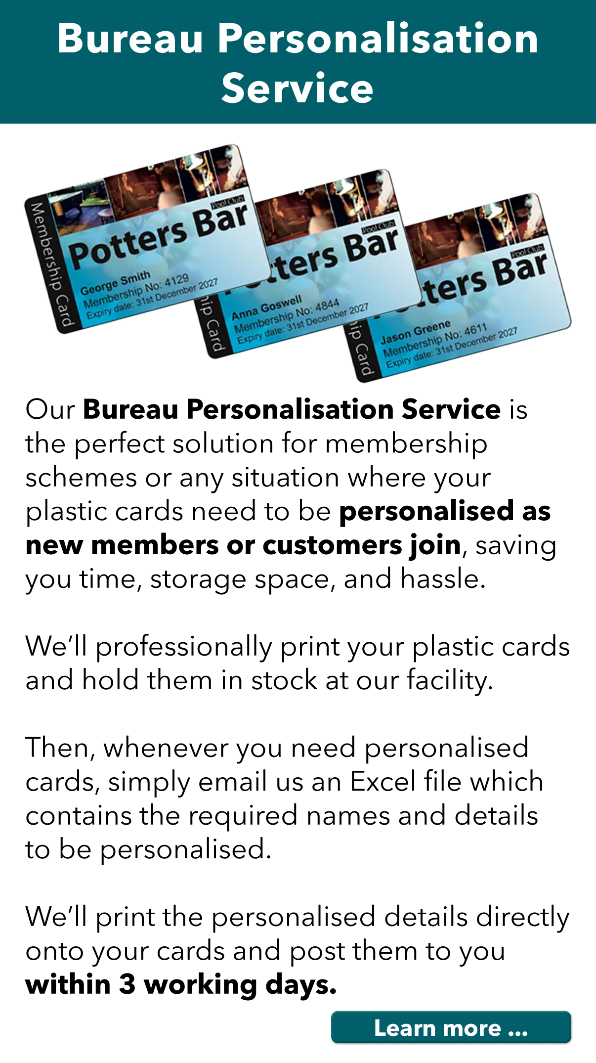 bureau personalisation service