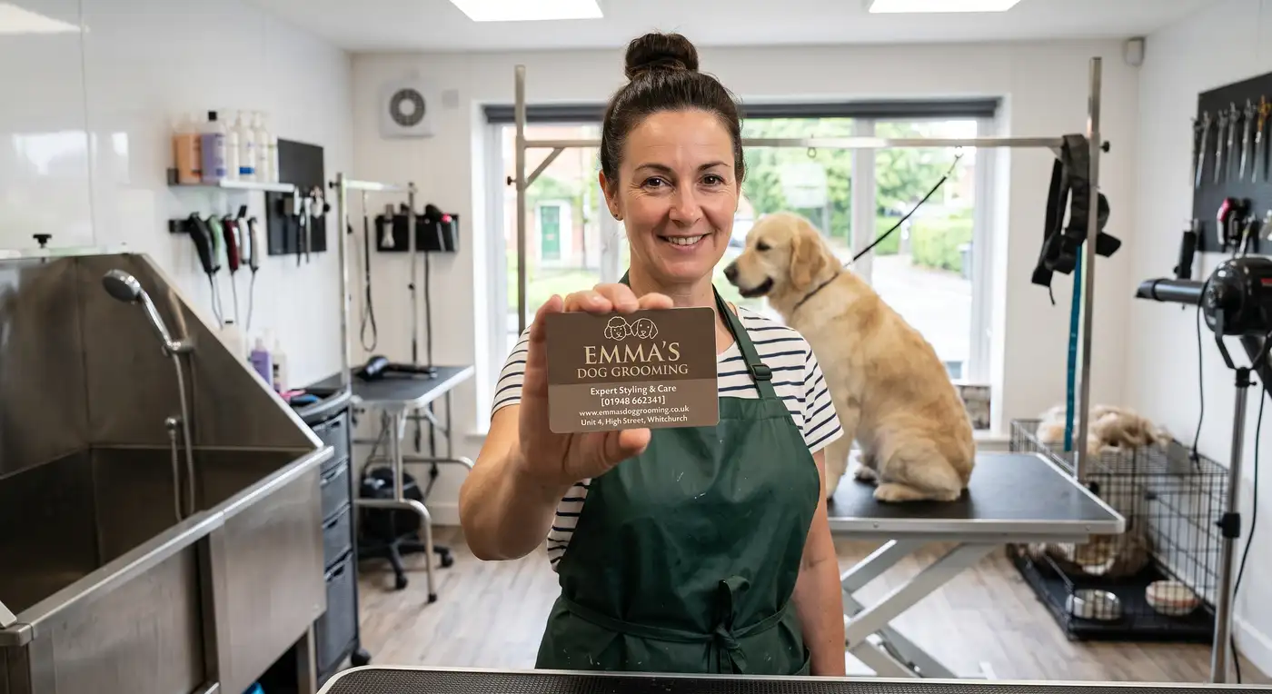 dog grooming plastic business card example