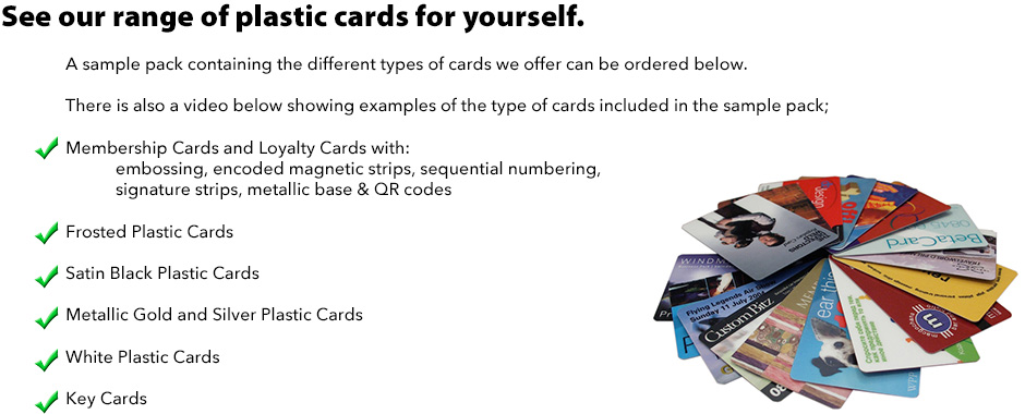 plastic card sample pack