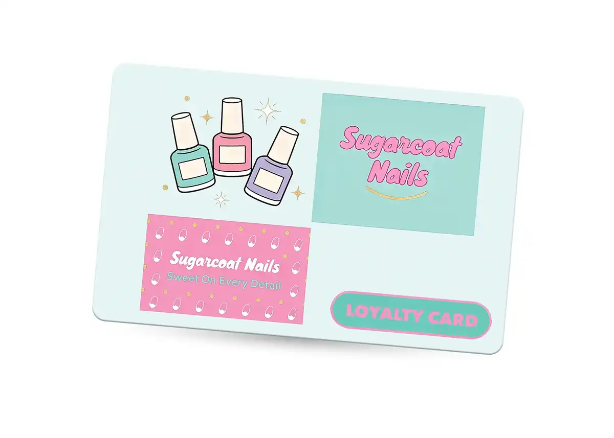 salon loyalty card printing for sugarcoat nails