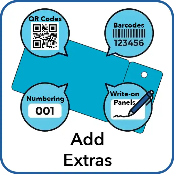 add extras - qr codes, barcodes, numbering, write on panels