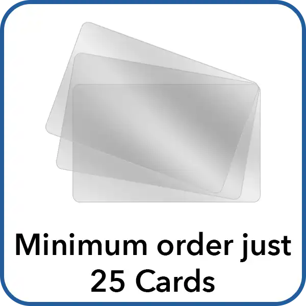 minimum order just 25 frosted plastic cards