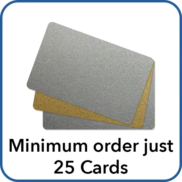 minimum order just 25 metallic plastic cards