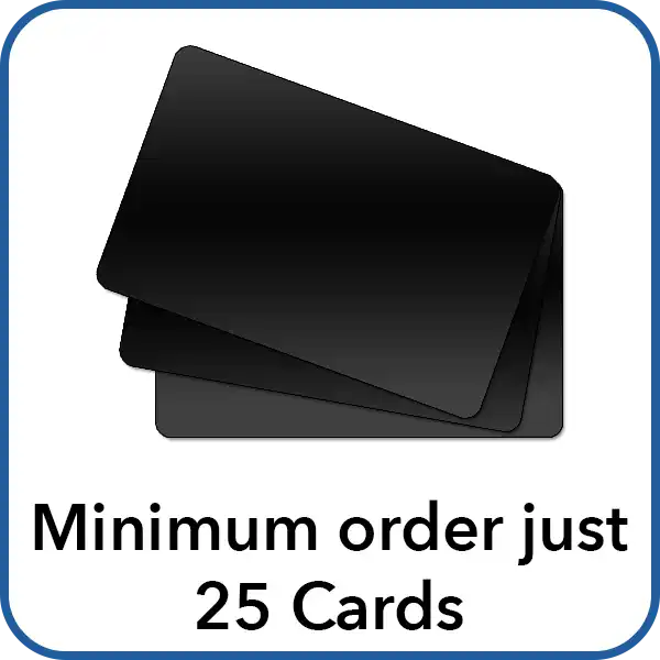 minimum order just 25 satin black plastic cards