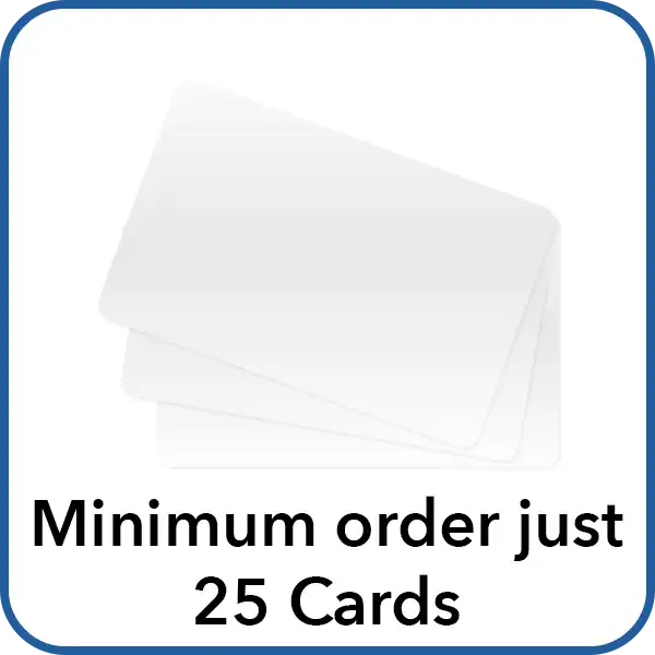 minimum order just 25 white plastic cards