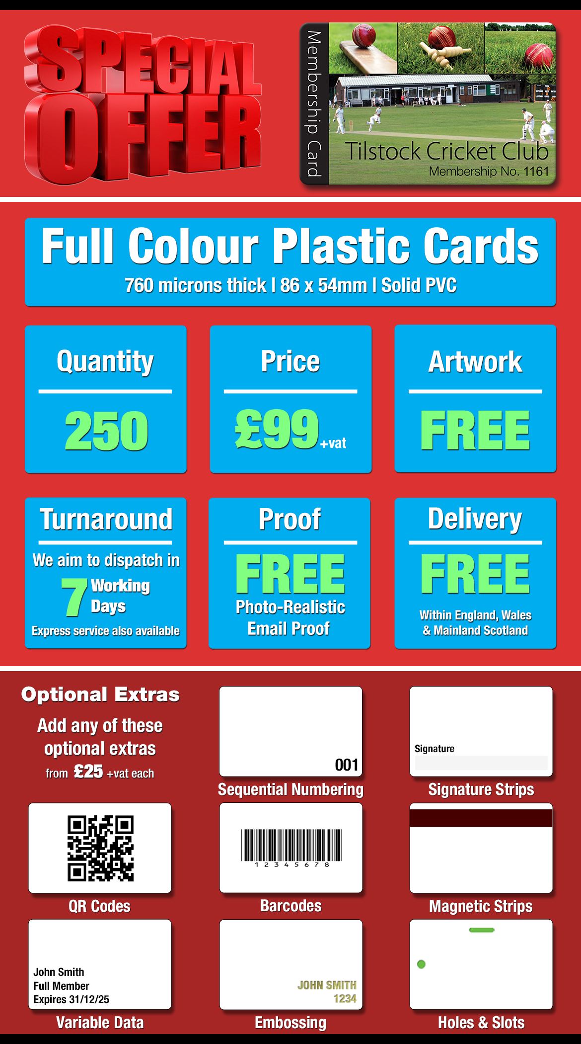 250 plastic cards special offer