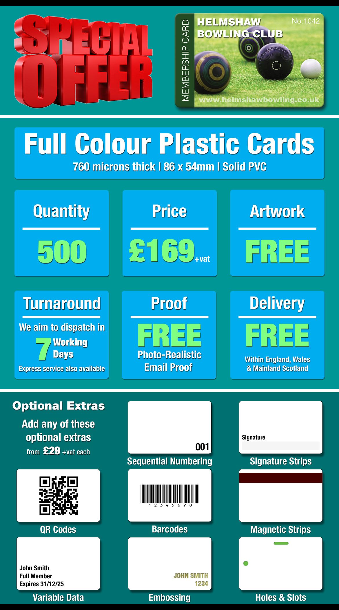 500 plastic cards special offer