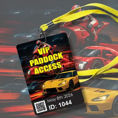 event pass printing for motorsport