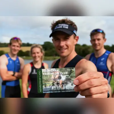 helmshaw triathlon club membership card with logo