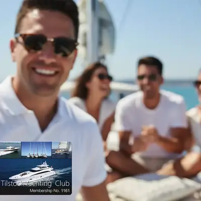 a plastic membership card for Tilstock Yachting Club with a large photo of a yacht