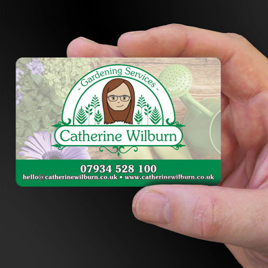 Plastic Cards for Catherine Wilburn Gardening Services is design of the week